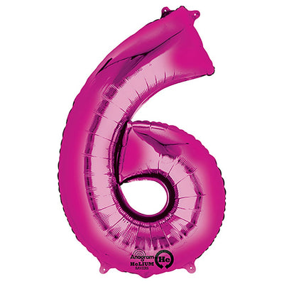 Anagram 34 inch NUMBER 6 - ANAGRAM - PINK Foil Balloon 28290-01-A-P