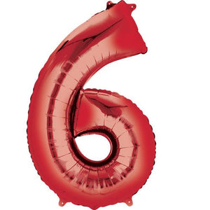 Anagram 34 inch NUMBER 6 - ANAGRAM - RED Foil Balloon 28289-01-A-P