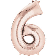 Anagram 34 inch NUMBER 6 - ANAGRAM - ROSE GOLD Foil Balloon 36217-01-A-P