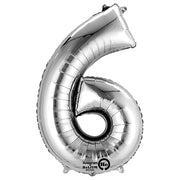 Anagram 34 inch NUMBER 6 - ANAGRAM - SILVER Foil Balloon 27986-01-A-P