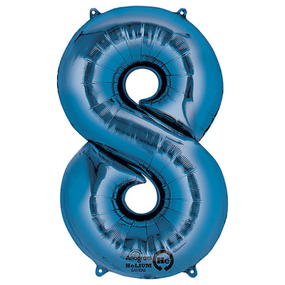 Anagram 34 inch NUMBER 8 - ANAGRAM - BLUE Foil Balloon 28294-01-A-P