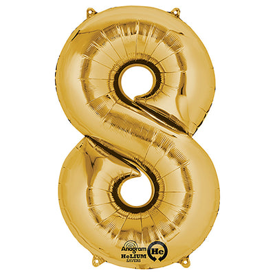 Anagram 34 inch NUMBER 8 - ANAGRAM - GOLD Foil Balloon 28258-01-A-P