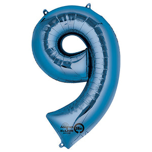 Anagram 34 inch NUMBER 9 - ANAGRAM - BLUE Foil Balloon 28297-01-A-P