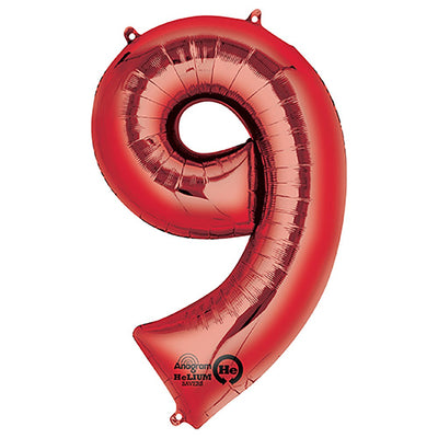 Anagram 34 inch NUMBER 9 - ANAGRAM - RED Foil Balloon 28298-01-A-P