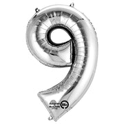 Anagram 34 inch NUMBER 9 - ANAGRAM - SILVER Foil Balloon 27989-01-A-P