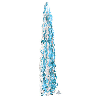 Anagram 34 inch TWIRLZ TISSUE BALLOON TAIL - BLUE & WHITE Ribbon/ String 82314-A