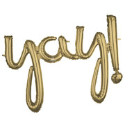 Anagram 35″ SCRIPT PHRASE "YAY!" WHITE GOLD (AIR-FILL ONLY) Foil Balloon 44658-11-A-P