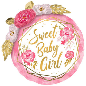 Anagram 36 inch BABY GIRL FLORAL GEO Foil Balloon 43121-01-A-P