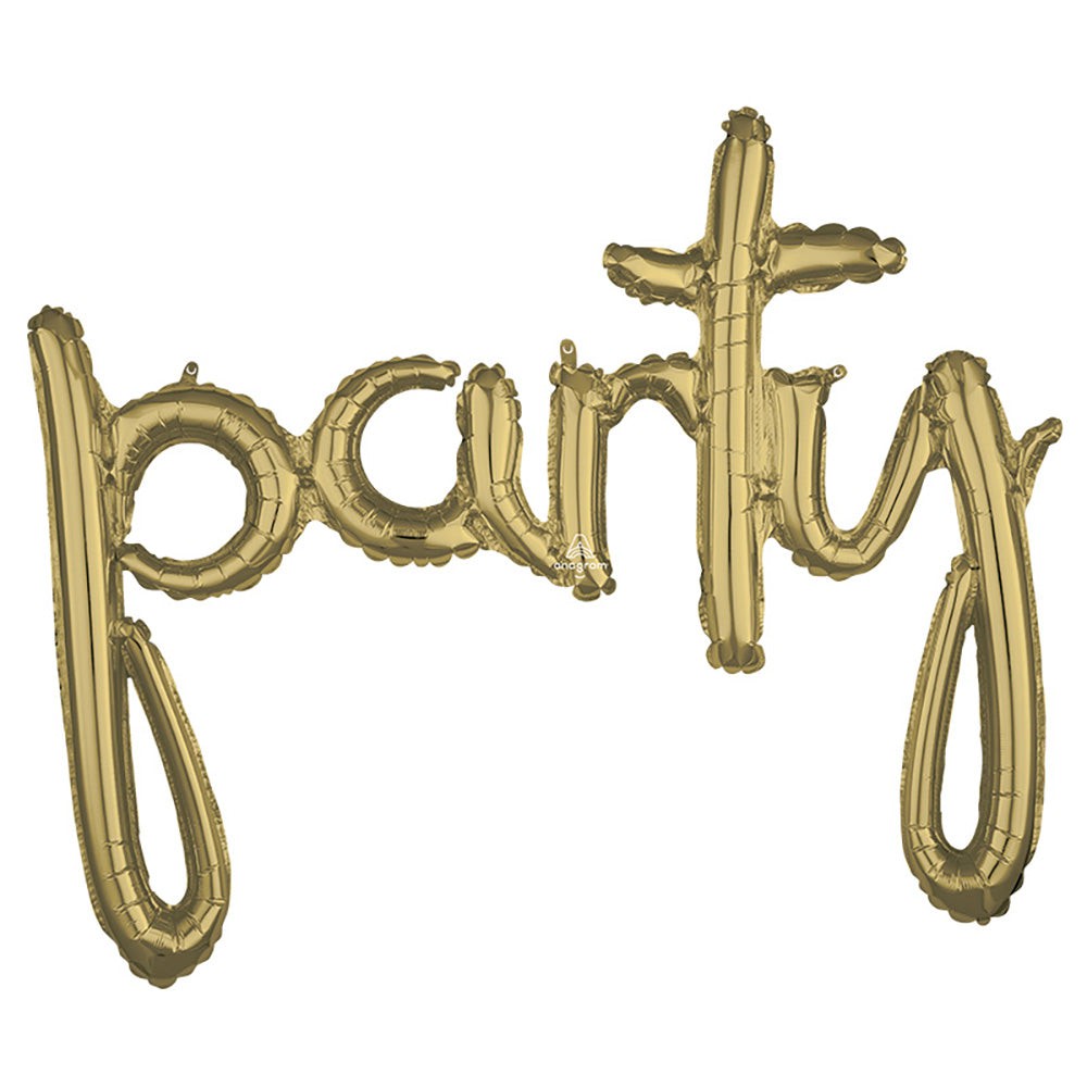 Anagram 39″ SCRIPT PHRASE "PARTY" WHITE GOLD (AIR-FILL ONLY) Foil Balloon 44648-11-A-P