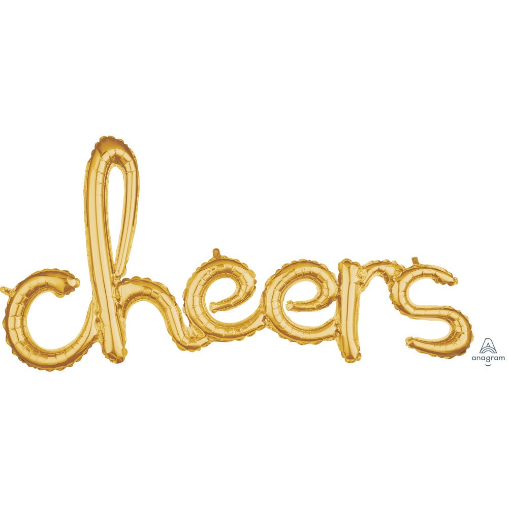 Anagram 40″ SCRIPT PHRASE "CHEERS" - GOLD (AIR-FILL ONLY) Foil Balloon 36881-11-A-P