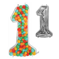 Anagram 51 inch BALLOONFORMZ MOSAIC NUMBER 1 - SILVER Foil Balloon 44121-11-A-P