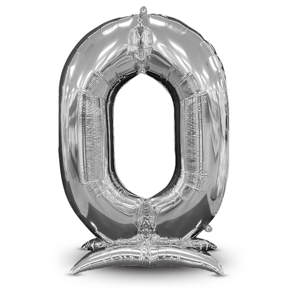 Anagram 52 inch STAND-UP NUMBERZ 0 - SILVER (AIR-FILL ONLY) Foil Balloon 45380-11-A-P