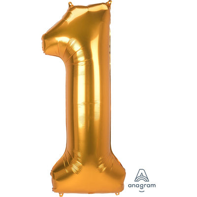 Anagram 53 inch JUMBO NUMBER 1 - ANAGRAM - GOLD Foil Balloon 38889-11-A-P
