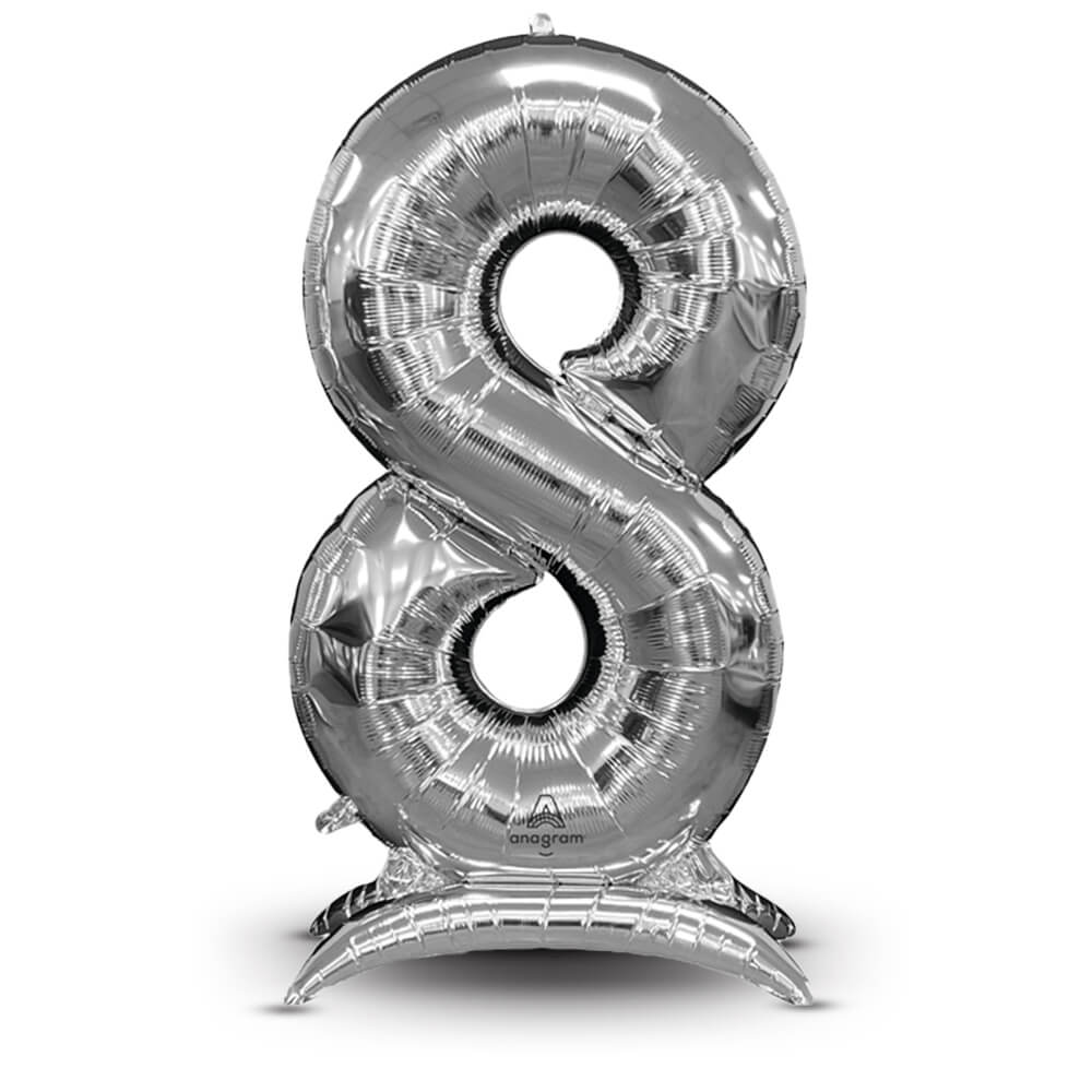 Anagram 53 inch STAND-UP NUMBERZ 8 - SILVER (AIR-FILL ONLY) Foil Balloon 45383-11-A-P
