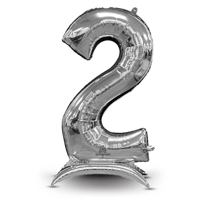 Anagram 54 inch STAND-UP NUMBERZ 2 - SILVER (AIR-FILL ONLY) Foil Balloon 45395-11-A-P
