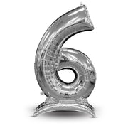 Anagram 54 inch STAND-UP NUMBERZ 6 - SILVER (AIR-FILL ONLY) Foil Balloon 45398-11-A-P