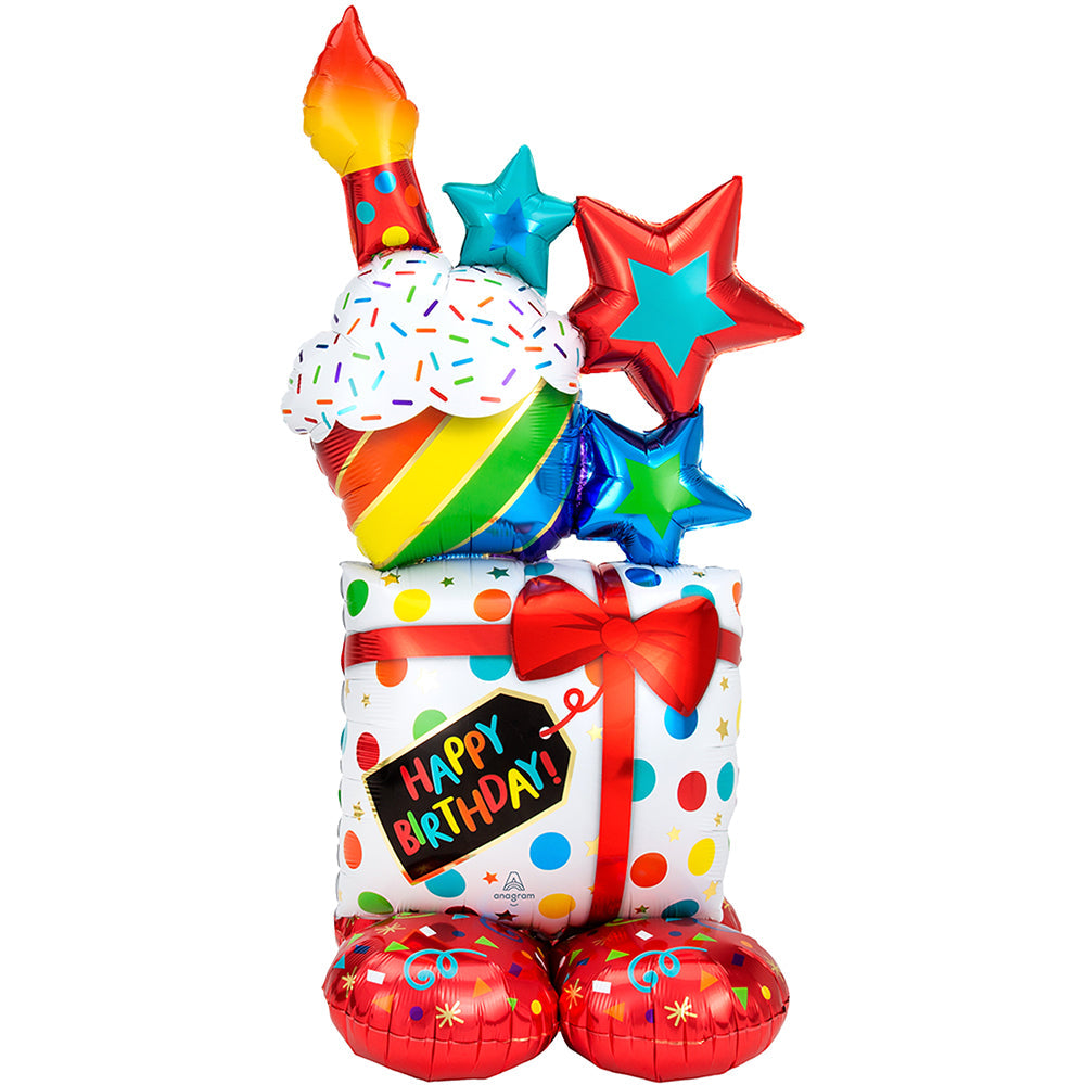 Anagram 55 inch STACKED BIRTHDAY ICONS AIRLOONZ Foil Balloon 42450-11-A-P
