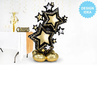 Anagram 59 inch STAR CLUSTER BLACK & GOLD AIRLOONZ Foil Balloon 42463-11-A-P