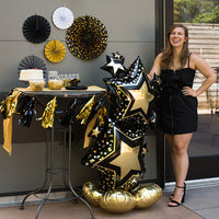 Anagram 59 inch STAR CLUSTER BLACK & GOLD AIRLOONZ Foil Balloon 42463-11-A-P