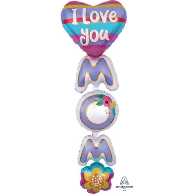 Anagram 66 inch I LOVE YOU MOM Foil Balloon 39193-01-A-P