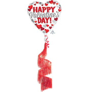 Anagram 68 inch RED & SILVER HAPPY VALENTINE'S DAY Foil Balloon 32078-99-A-P