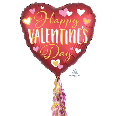Anagram 84 inch HAPPY VALENTINE'S DAY LINED WITH GOLD Foil Balloon 40456-99-A-P