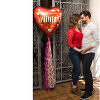 Anagram 84 inch HAPPY VALENTINE'S DAY LINED WITH GOLD Foil Balloon 40456-99-A-P