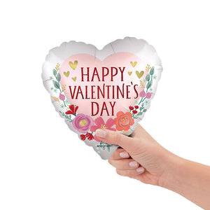 Anagram 9 inch HAPPY VALENTINE'S DAY SATIN ROMANTIC FLOWERS (AIR FILL ONLY) Foil Balloon 45137-09-A-U