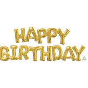 Anagram BLOCK PHRASE: ″HAPPY BIRTHDAY" - GOLD (AIR-FILL ONLY) Foil Balloon 36099-01-A-P