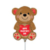 Anagram HAPPY VALENTINE'S DAY CUDDLY BEAR MINI SHAPE (AIR-FILL ONLY) Foil Balloon 43668-02-A-U