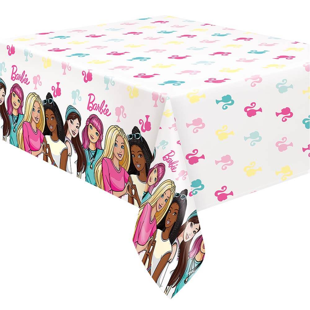 BARBIE RECTANGULAR PLASTIC TABLE COVER 54 inch X 84 inch - LA Balloons