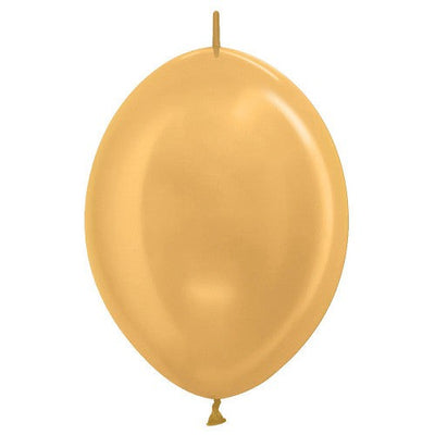 Betallatex 6 inch BETALLATEX LINK-O-LOON - METALLIC GOLD Latex Balloons 54682-B