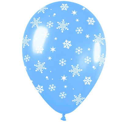 Betallatex 11 inch SNOWFLAKES-A-ROUND - PEARL LIGHT BLUE (6 PK) Latex Balloons 10082-PB