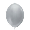 Betallatex 6 inch LINK-O-LOON METALLIC SILVER Latex Balloons 54667-B