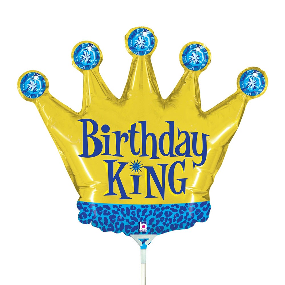 Betallic 14 inch BIRTHDAY KING MINI SHAPE (AIR-FILL ONLY) Foil Balloon 19367-B-U
