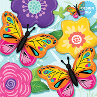 Betallic 14 inch COLORFUL BUTTERFLY (AIR-FILL ONLY) Foil Balloon 19178-B-U