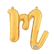 Betallic 14 inch SCRIPT LETTER M - GOLD (AIR-FILL ONLY) Foil Balloon 34713GP-B-P