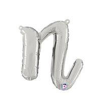 Betallic 14 inch SCRIPT LETTER N - SILVER (AIR-FILL ONLY) Foil Balloon 34714SP-B-P