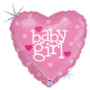 Betallic 18 inch BABY GIRL HEART Foil Balloon 86602P-B-P