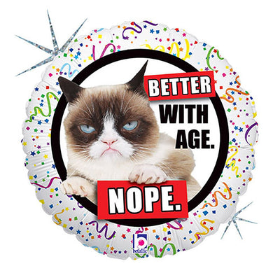 Betallic 18 inch GRUMPY CAT BETTER WITH AGE - NOPE Foil Balloon 36262P-B-P