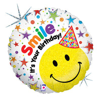 Betallic 18 inch SMILEY BIRTHDAY HAT Foil Balloon 86676P-B-P