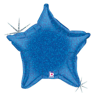 Betallic 21 inch BLUE HOLOGRAPHIC STAR Foil Balloon 15005-B-U