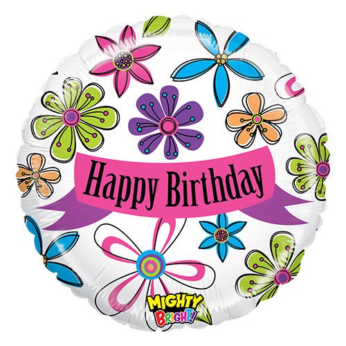 21 inch Betallic Mighty Blossom Birthday Foil Balloon - 14332