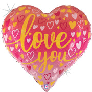 Betallic 23 inch OMBRE LOVE YOU HEART HOLOGRAPHIC Foil Balloon 25156-B-P