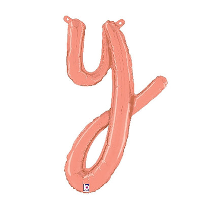 Betallic 24 inch SCRIPT LETTER Y - ROSE GOLD (AIR-FILL ONLY) Foil Balloon 34725RGP-B-P