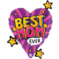 Betallic 25 inch BEST MOM COMIC HEART Foil Balloon 25256P-B-P