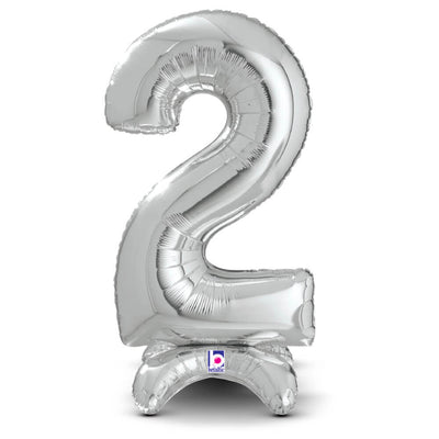 Betallic 25 inch STANDUPS NUMBER 2 - SILVER (AIR-FILL ONLY) Foil Balloon 13842SP-B-P