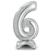 Betallic 25 inch STANDUPS NUMBER 6 - SILVER (AIR-FILL ONLY) Foil Balloon 13846SP-B-P