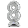 Betallic 25 inch STANDUPS NUMBER 8 - SILVER (AIR-FILL ONLY) Foil Balloon 13848SP-B-P