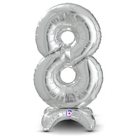 Betallic 25 inch STANDUPS NUMBER 8 - SILVER (AIR-FILL ONLY) Foil Balloon 13848SP-B-P